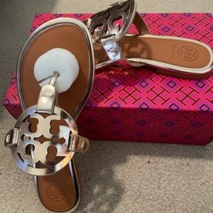 Tory Burch Miller Lth Metallic Rose Gold Sandals